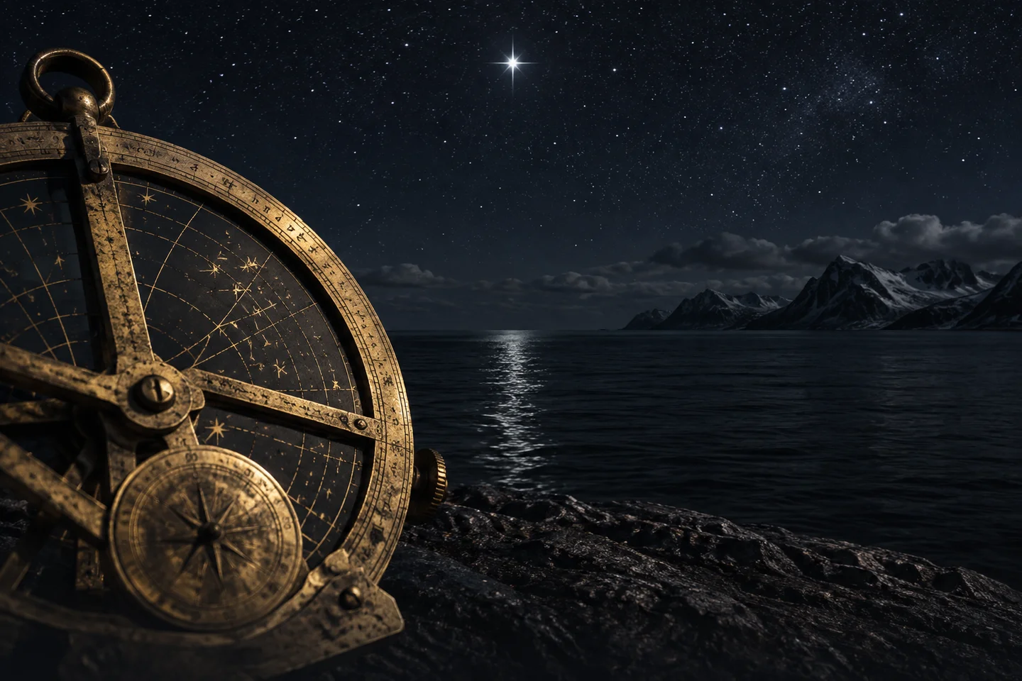 The pole star and the art of celestial navigation.